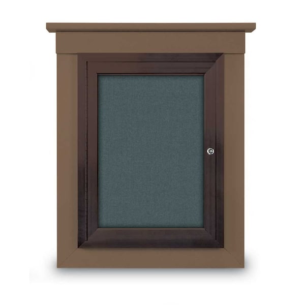 72"x36" 3-Door Enclosed Letterboard, Green Vinyl/Cherry
